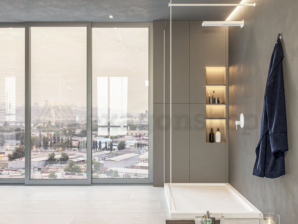 Walk in parete doccia fissa 120 cm vetro trasparente 8 mm H 200 cm bianco opaco