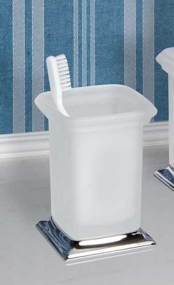 Colombo Portofino b32410cr portaspazzolini in vetro acidato naturale cromo