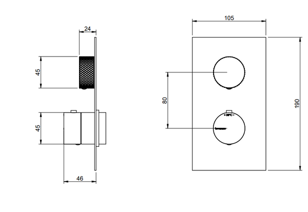 Treemme 22mm miscelatore doccia termostatico senza parte incasso 1 uscite parti esterne inox satinato