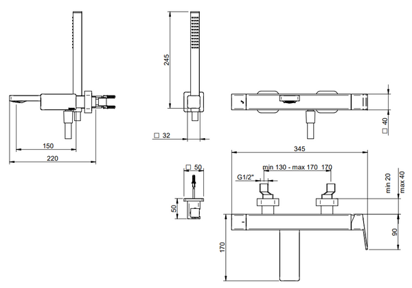 Treemme Pa36 IT8B00CCQFZZ miscelatore monocomando esterno vasca cromo