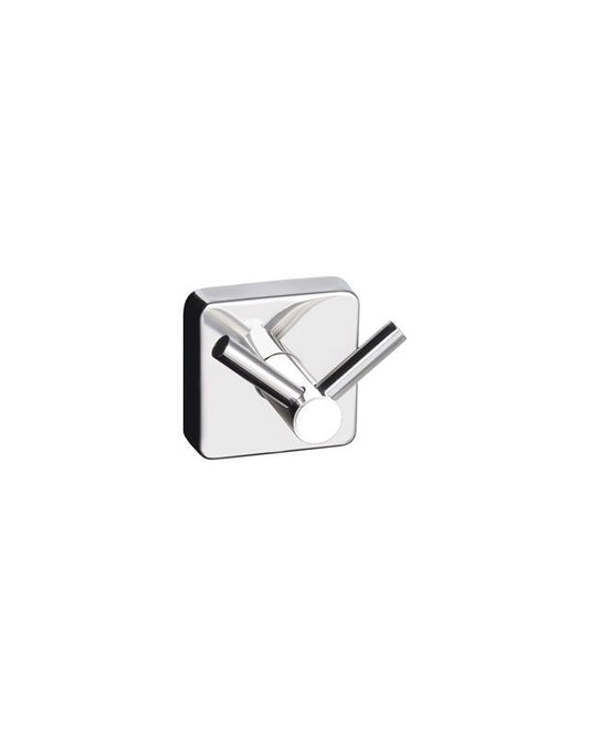 Appendino quadro doppio in acciaio inox cromo New line crus, dettaglio ravvicinato del materiale e dell'aggancio - Exagonshop