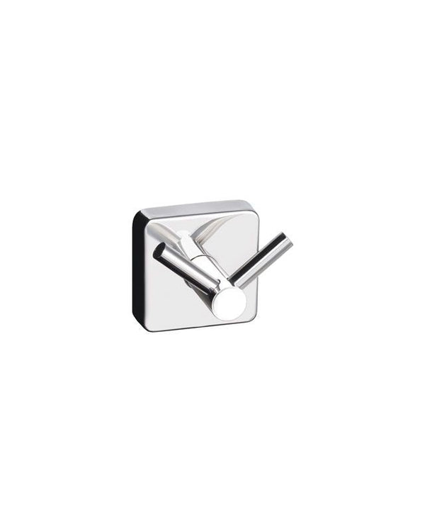 Appendino quadro doppio in acciaio inox cromo New line crus, dettaglio ravvicinato del materiale e dell'aggancio - Exagonshop