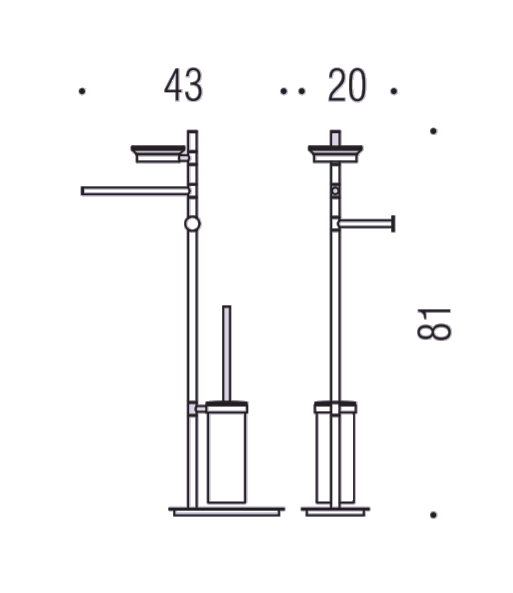 Colombo Square B9903 Piantana portasciugamani portasapone portarotolo portascopino cromo