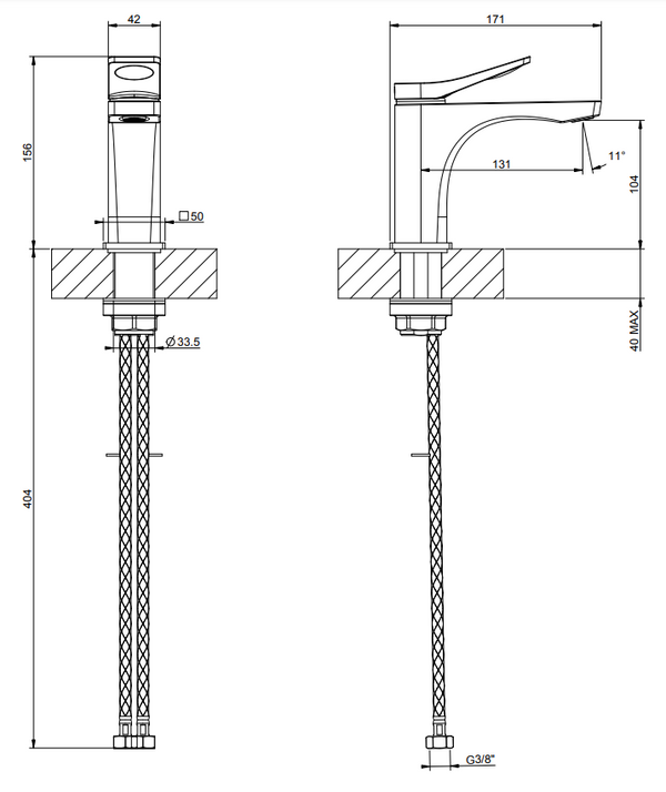 Gessi Rilievo Miscelatore Lavabo senza scarico cromo 59006