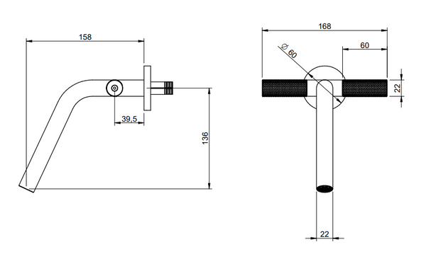 Treemme 22mm RWIT6051IS03 gruppo lavabo a muro senza parte incasso inox satinato