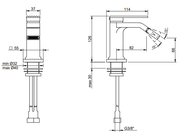 Treemme Los IT2A22CCRMCS miscelatore bidet cromo