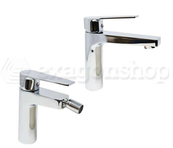 Bridge coppia miscelatori monocomando per lavabo e bidet cromo