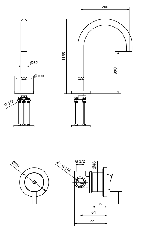 Jabil Miscelatore lavabo da pavimento con controllo remoto a muro cromo 73380