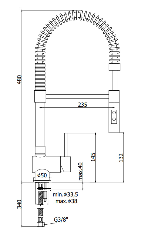 Paffoni Stick Sk179 Professional Miscelatore lavello monoforo con canna orientabile e doccia Minimal 2 getti cromo