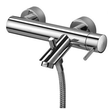 Paffoni Light Lig022 Miscelatore vasca Esterno Senza ambientato in box doccia con pareti in vetro
