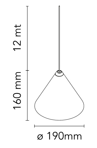 FLOS String Light Testa a Cono Lampada da sospensione/pavimento cavo 22 metri a luce diffusa in alluminio Nero