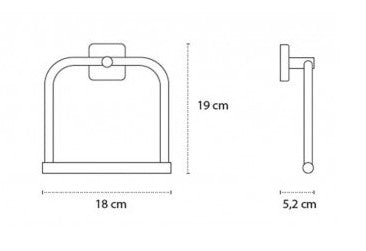 Portasciugamani ad Anello In Acciaio Cromo New Line AS2 Cromato, vista laterale del profilo a muro - Exagonshop