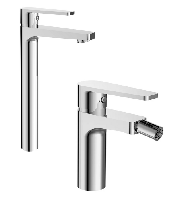 Bridge coppia miscelatori lavabo alto e bidet cromo