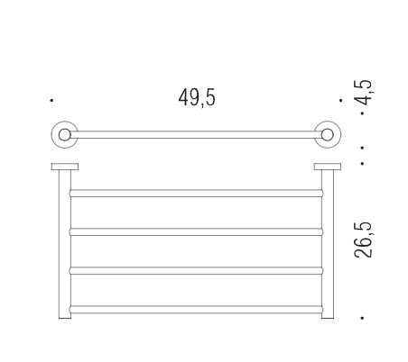 Colombo Plus Rack portasciugamani 49,5 cm Cromo, dettaglio ravvicinato del materiale e dell'aggancio - Colombo Design