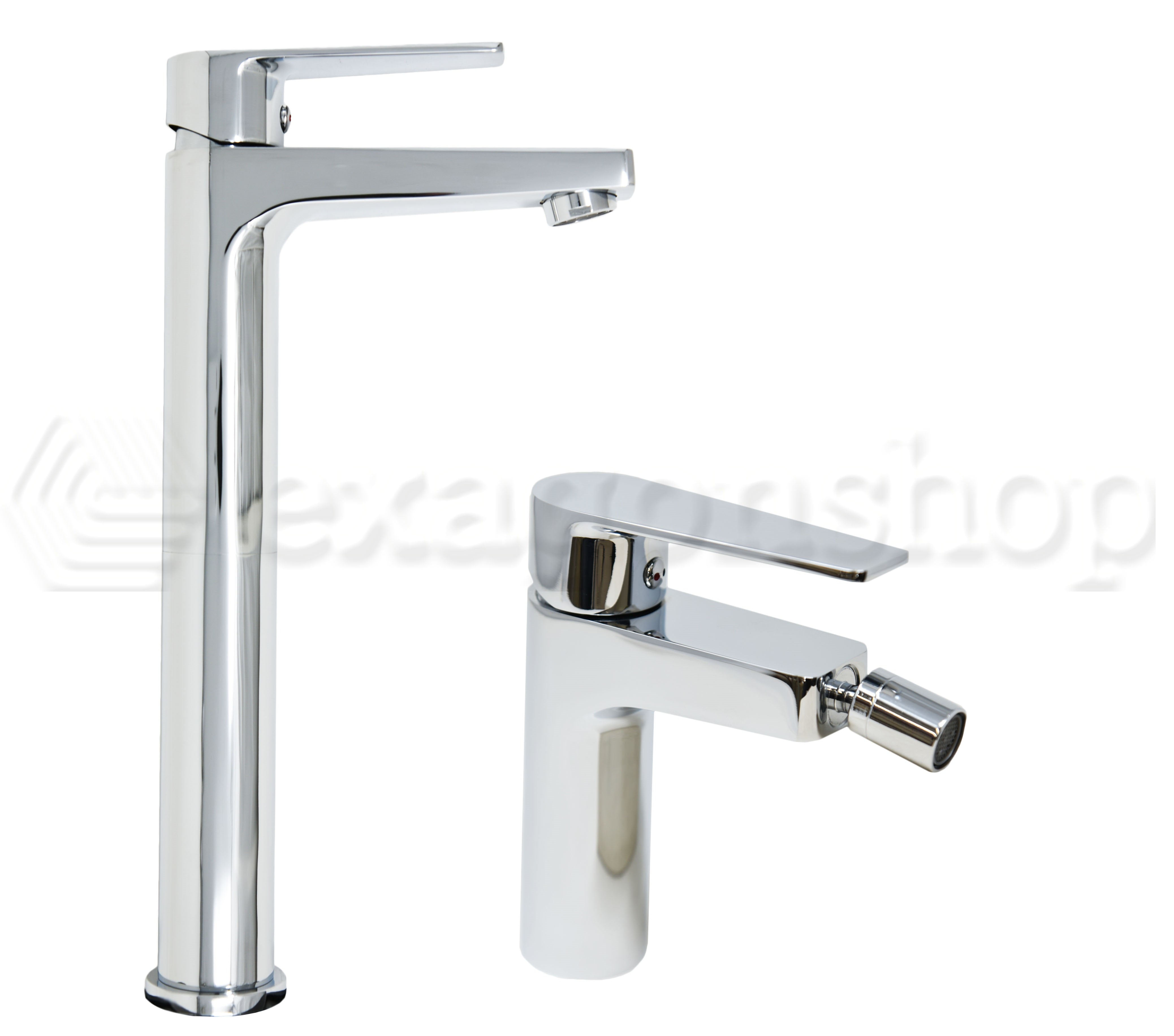 Bridge coppia miscelatori lavabo alto e bidet cromo