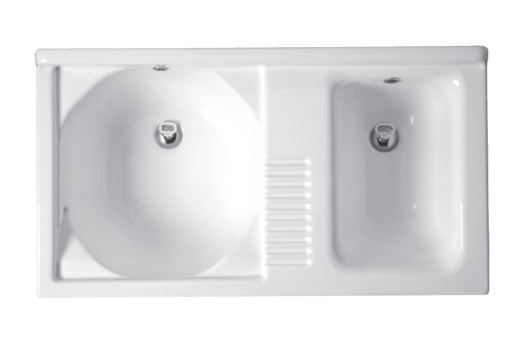 Colavene Active Wash mobile lavatoio 100x55 con doppia vasca e cesto portabiancheria estraibile bianco lucido