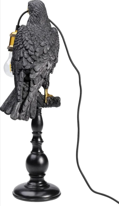 Animal sitting crow lampada corvo in poliresina nero opaco