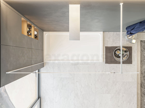 Schema tecnico di Walk in parete doccia fissa 120 cm vetro trasparente 8 mm H con misure e configurazione - Exagonshop