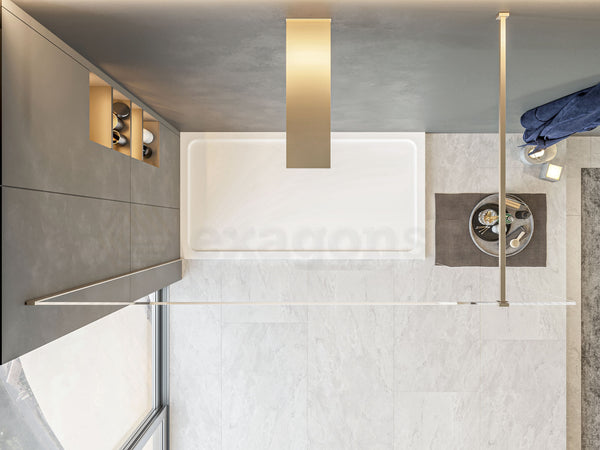 Walk in parete doccia fissa 140 cm vetro trasparente 8 mm H 200 cm oro