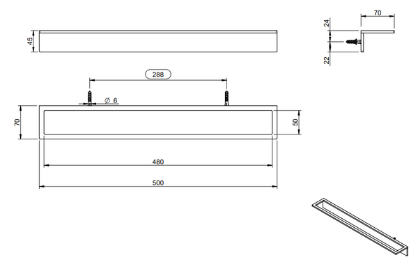 Treemme 5mm IT9065ISZZZZ portasciugamani 50 cm a muro in acciaio inox satinato