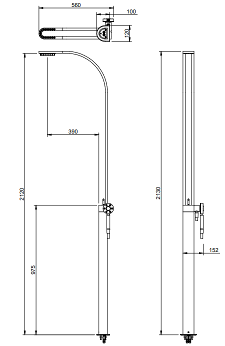 Tremme Philo RWIT7062CC10 miscelatore doccia H.213 cm a pavimento monocomando con doccetta cromo