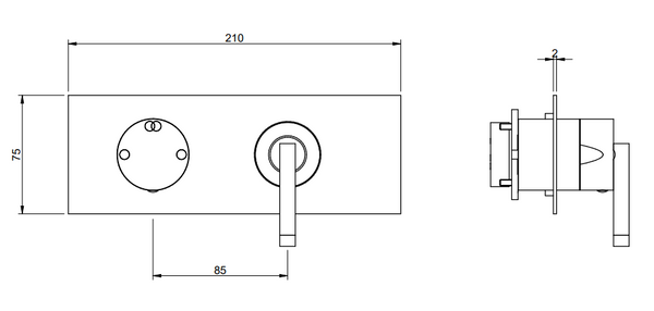 Treemme Arche Miscelatore doccia monocomando con deviatore 2 uscite e leva stick senza parte incasso cromo