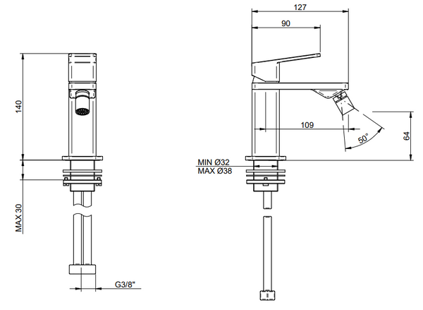 Treemme Pa36 Miscelatore monocomando bidet cromo