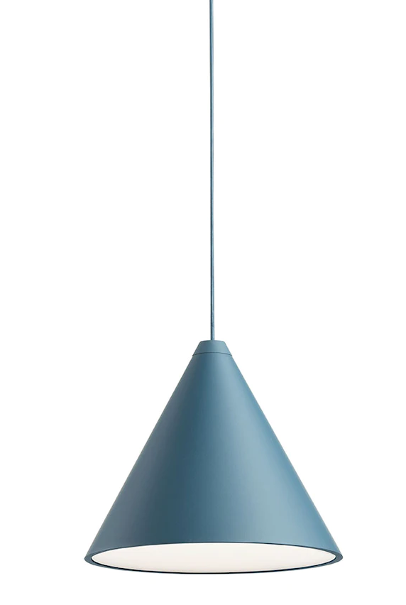 FLOS String Light Testa a Cono Lampada da sospensione/pavimento cavo 22 metri a luce diffusa in alluminio blu