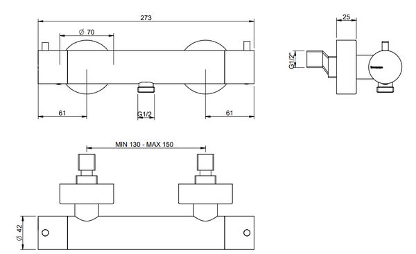 Treemme Up+ IT5845CCVLZZ miscelatore doccia termostatico esterno cromo