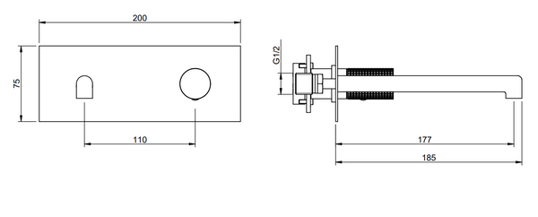 Treemme T30 miscelatore lavabo incasso 177 mm senza parte incasso cromo