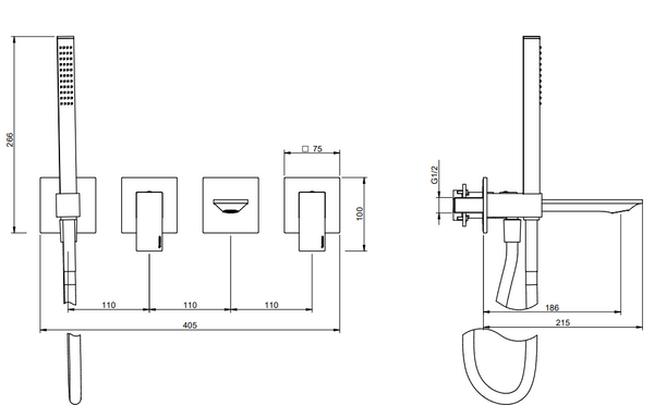 Treemme Q30 RWIT4BD8CC01 miscelatore monocomando vasca senza parte incasso cromo