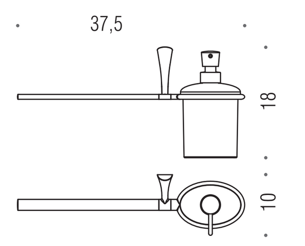 Colombo Land B2874S Portasciugamani bidet con Dispenser portasapone liquido sinistro in Vetro Acidato Naturale cromo