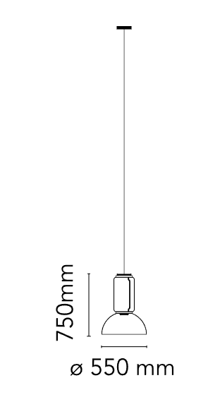 FLOS Noctambule Suspension 1 Low Cylinder and Bowl Lampada a sospensione trasparente Nero