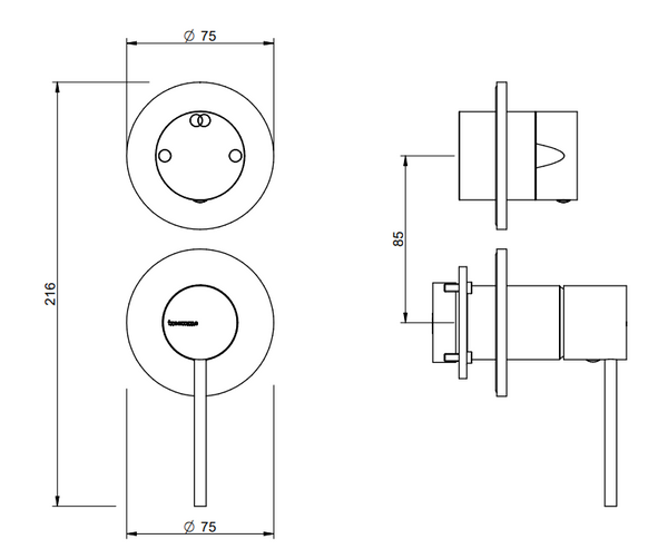 Treemme Up+ Miscelatore doccia monocomando con deviatore 2 uscite senza parte incasso cromo