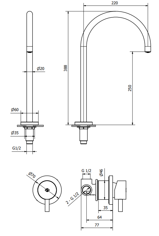 Miscelatore lavabo con controllo remoto a parete e scarico click clack cromo 73386 Jabil