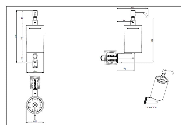 Dispenser portasapone in Vetro Satinato Cromo Trasparenze 37313 Gessi
