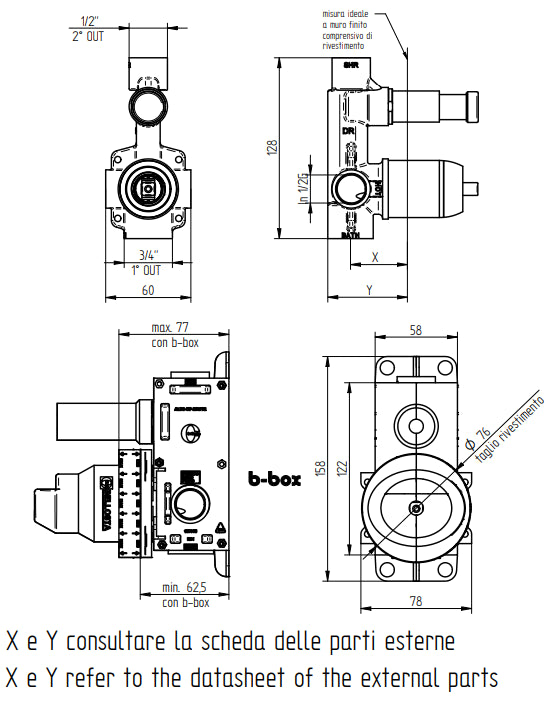 Bellosta Parte Incasso Con Deviatore 2 uscite 104002