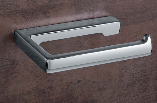 Colombo Lulu Porta Rotolo wc a muro in ottone cromo, dettaglio ravvicinato del materiale e dell'aggancio - Colombo Design
