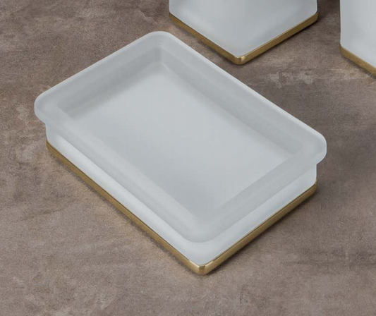 Colombo lulu b6240 porta sapone da appoggio in vetro, dettaglio ravvicinato del materiale e dell'aggancio - Colombo Design