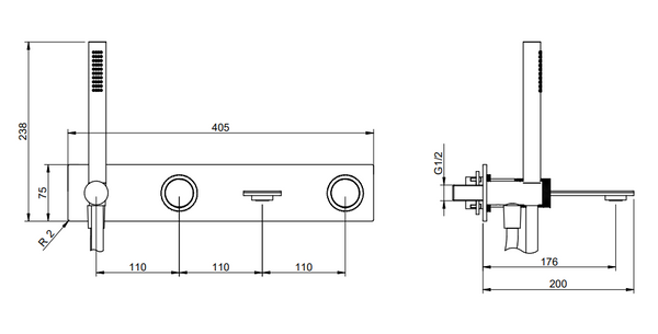 Treemme 3.6 RWIT9AD7IS21 miscelatore vasca monocomando a muro senza parte ad incasso inox satinato