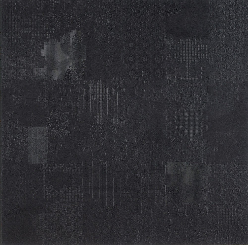 Mutina Dechiner Decor Piastrella Rettificato Relief Spazzolato Cm 60x120 In Gres Porcellanato Nero