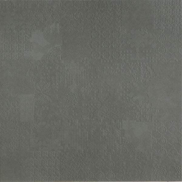 Mutina Dechiner Decor Piastrella Rettificato Relief Spazzolato Cm 60x60 In Gres Porcellanato Piombo