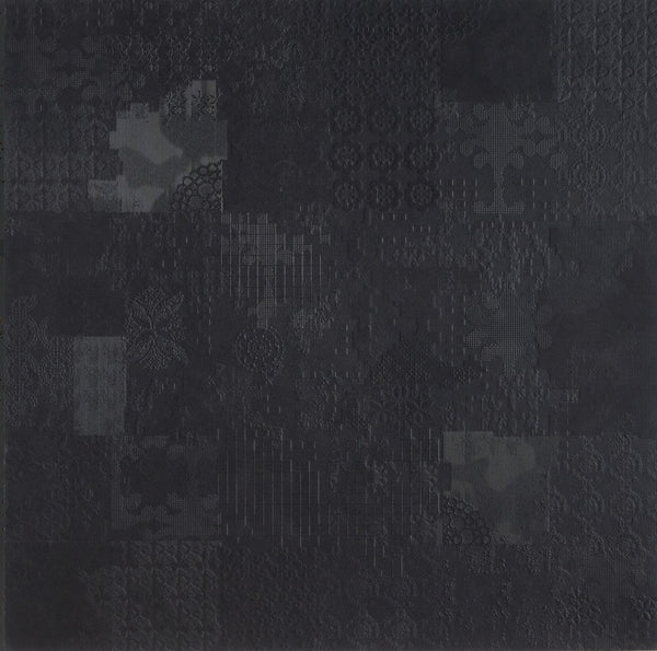 Mutina Dechiner Decor Piastrella Rettificato Relief Spazzolato Cm 60x60 In Gres Porcellanato Nero