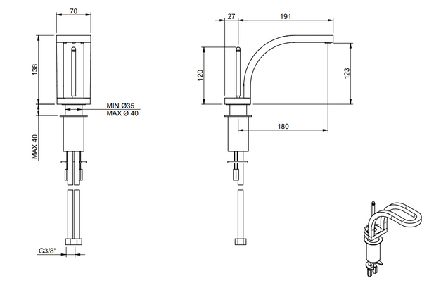 Treemme Philo miscelatore monocomando lavabo 122mm di design cromo