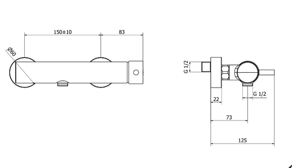 Miscelatore doccia esterno a muro cromo 73212 Jabil
