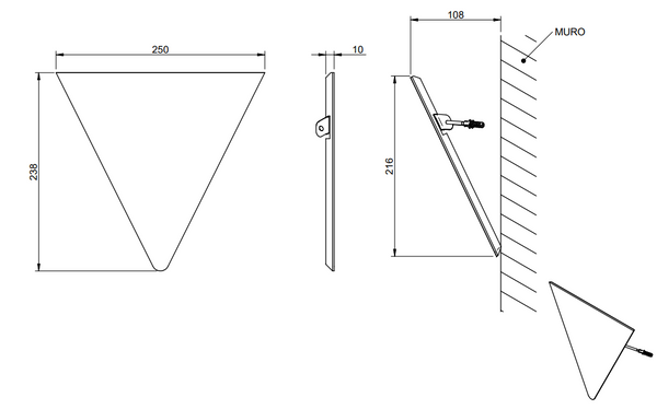 Treemme 40mm IT1Z36BBZZZZ portaoggetti angolare doccia vasca singolo di design bianco