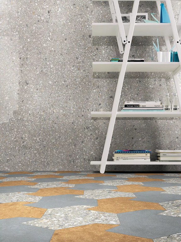 Pavimento rivestimento 60x120 Grip 20mm V3 in gres porcellanato Earl Grey Mix Cerim Match Up