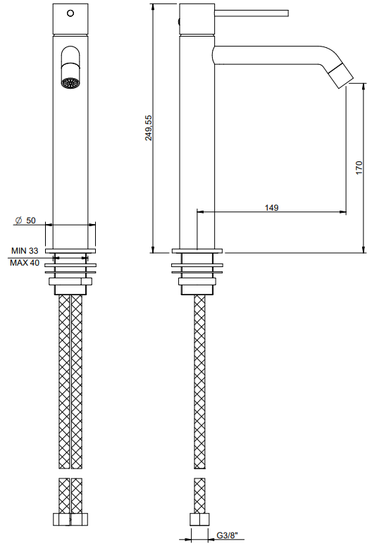 Treemme Up+ IT6B27CCUPCL miscelatore lavabo alto in ottone cromo
