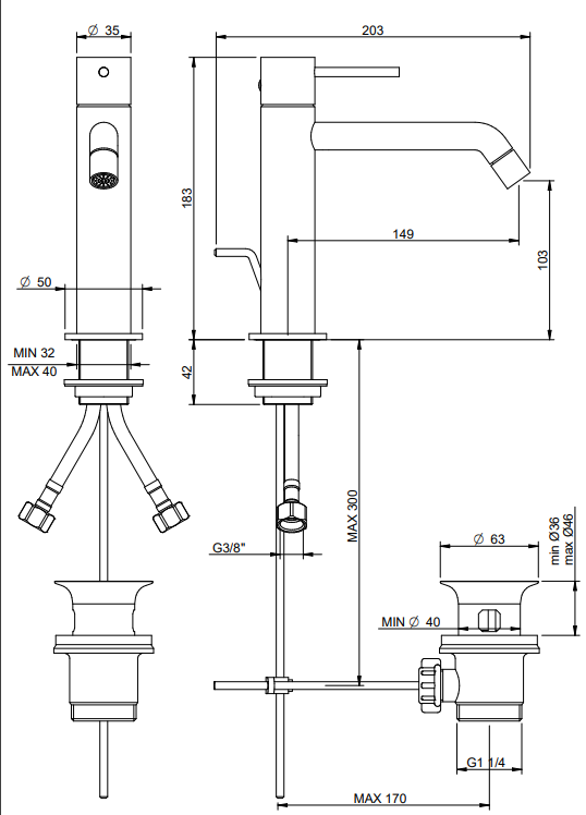 Treemme Up+ IT6B10CCUPCL miscelatore monocomando lavabo 103mm cromo