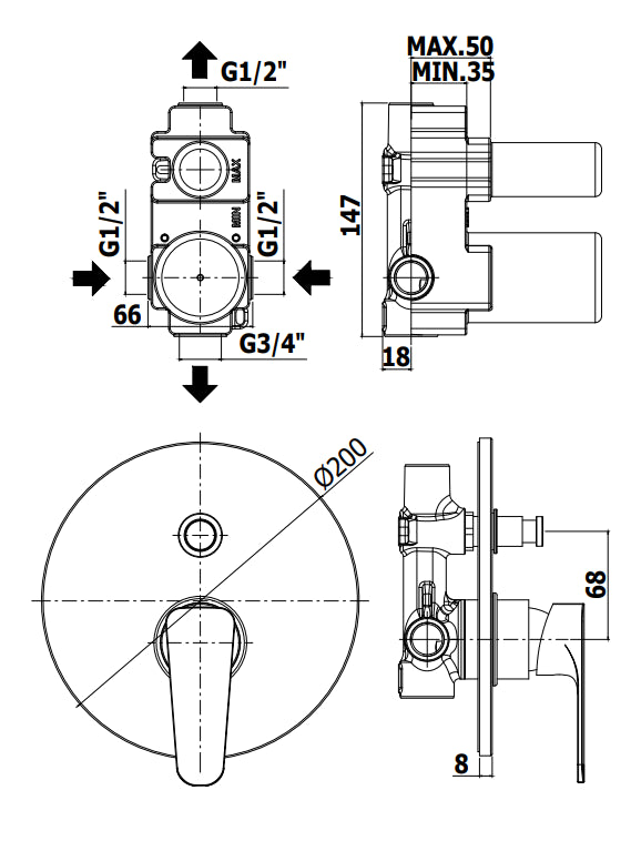 Paffoni Sly Sy015 Miscelatore doccia incasso Monocomando con Deviatore Cromo